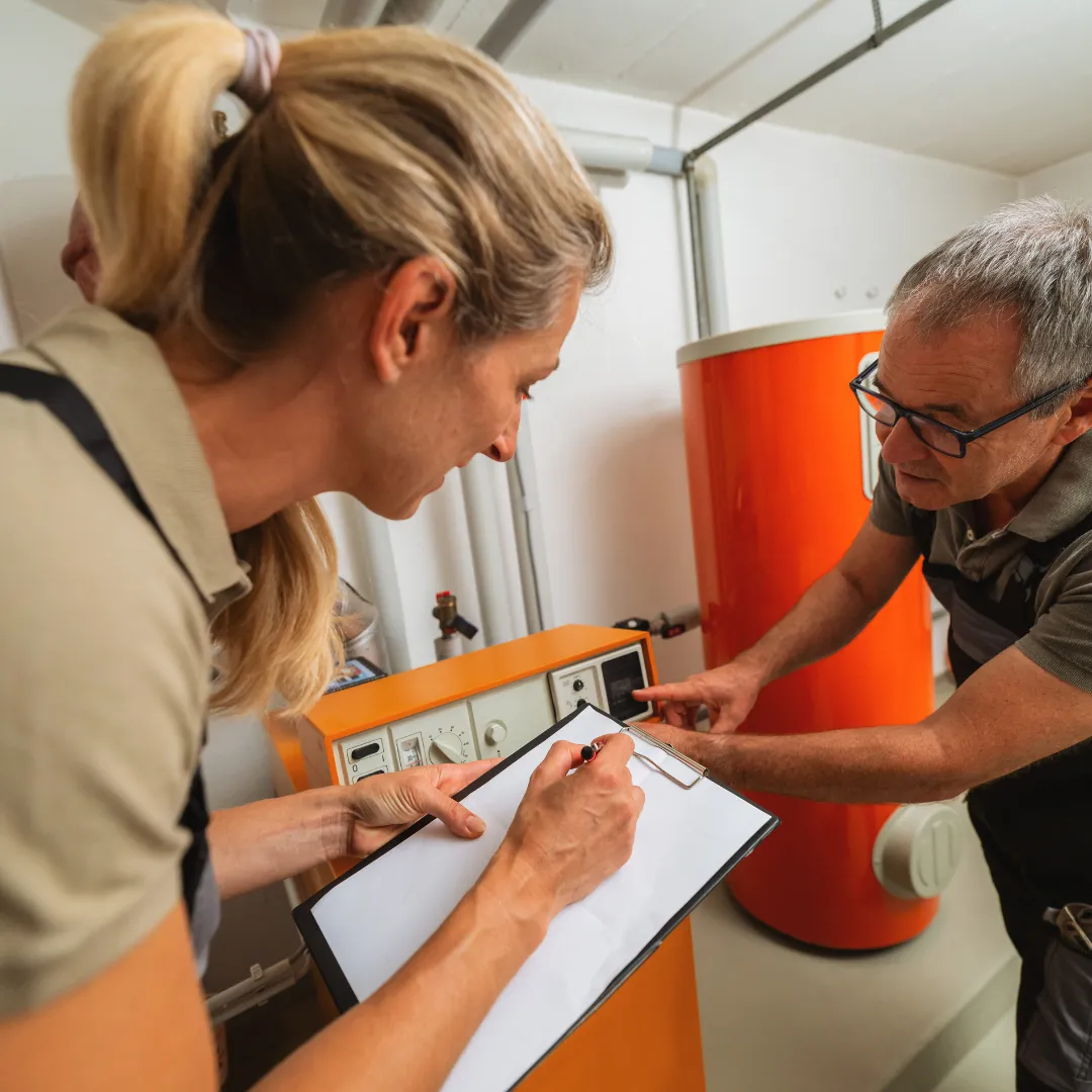Energetický specialista při místním šetření v budově